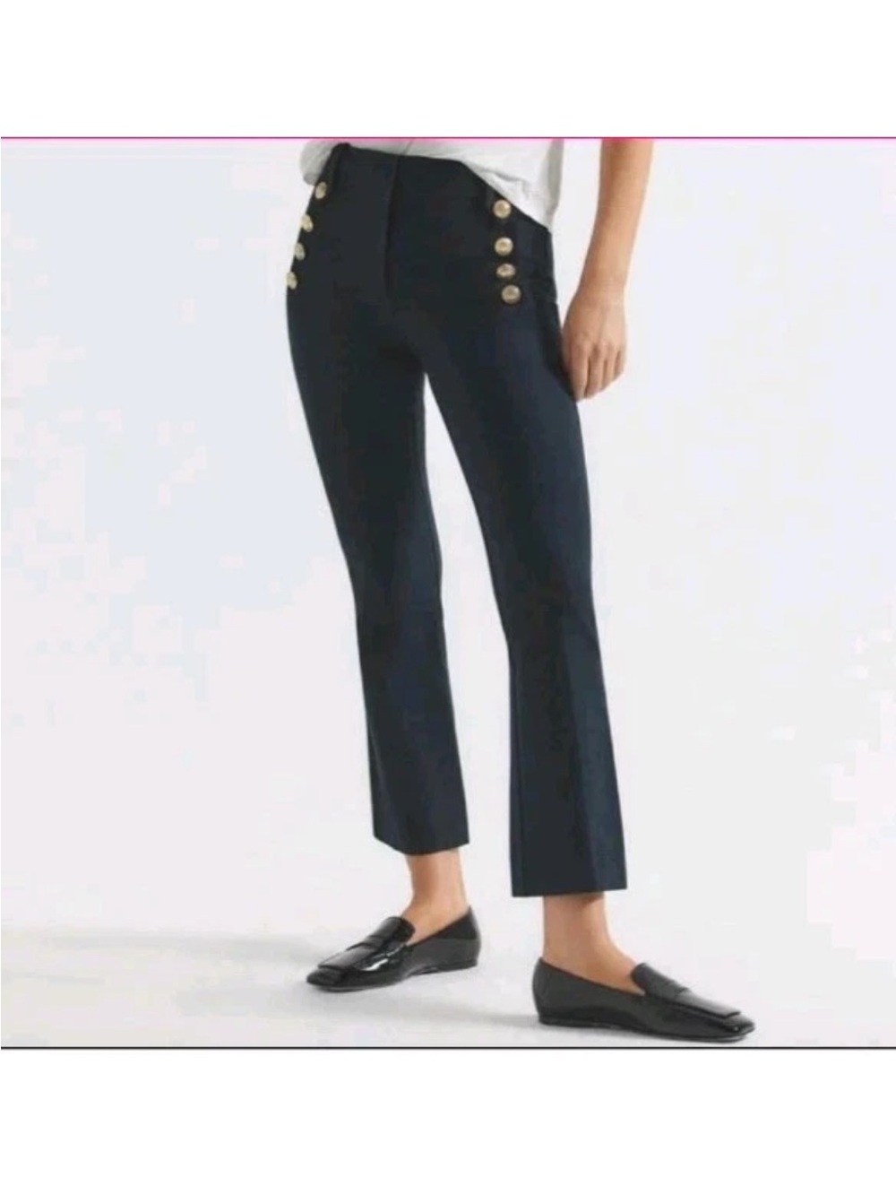 10 Crosby Derek Lam Navy Cropped Sailor Jeans with Gold Buttons